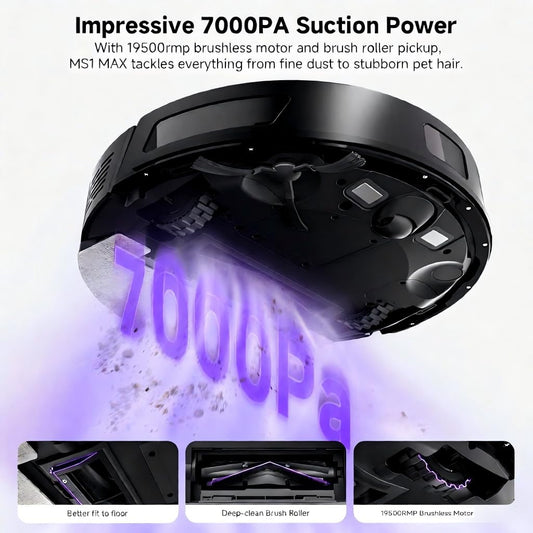 Robot Vacuum with Mop 7000Pa Suction Lidar Navigation Self-Empty Station Black