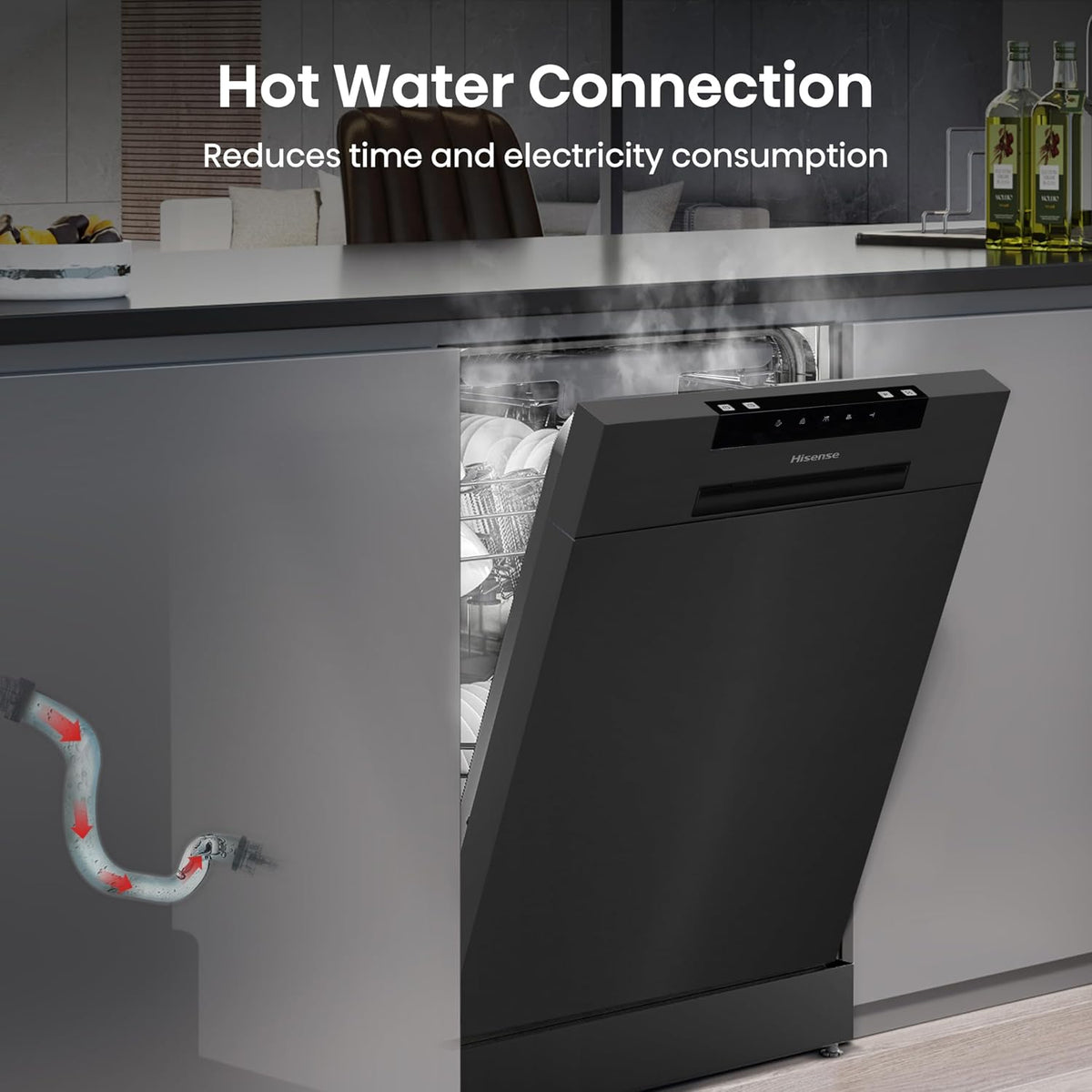 Freestanding Dishwasher 10 Place Settings 60cm Black