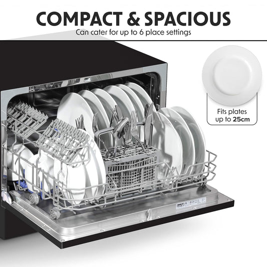 Table Top Dishwasher 6 Place Settings 6 Programmes Black